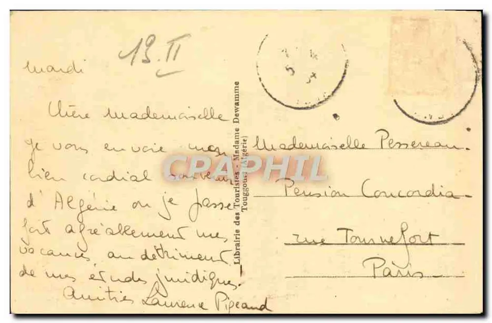 Touggourt — Méharisten durchqueren die Dünen — Librairie des Touristes, Touggourt, n° 1117 - Rückseite