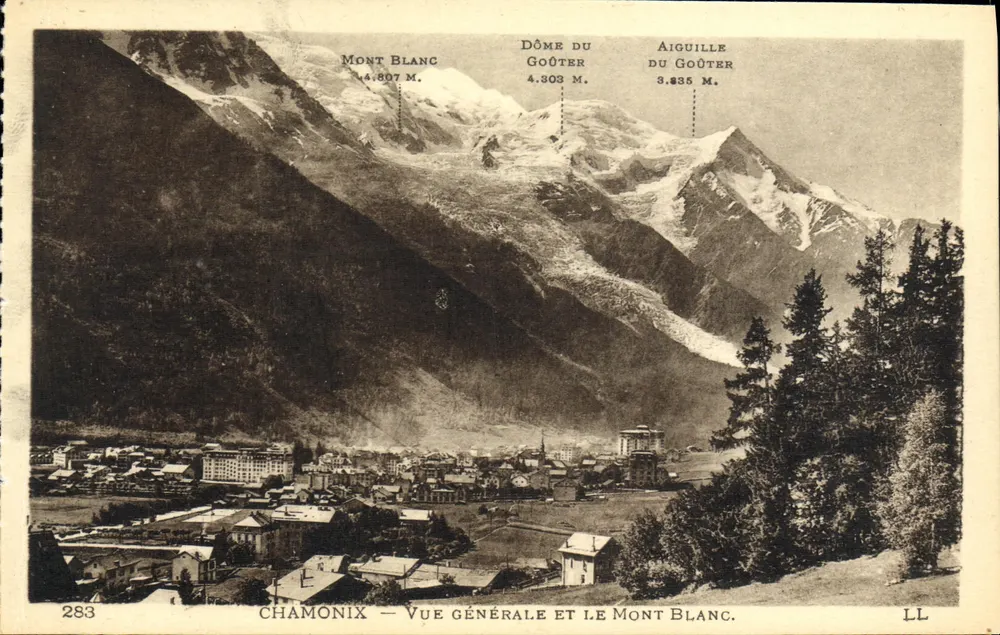 Chamonix — Vista general y el Monte Blanco — LL - Anverso