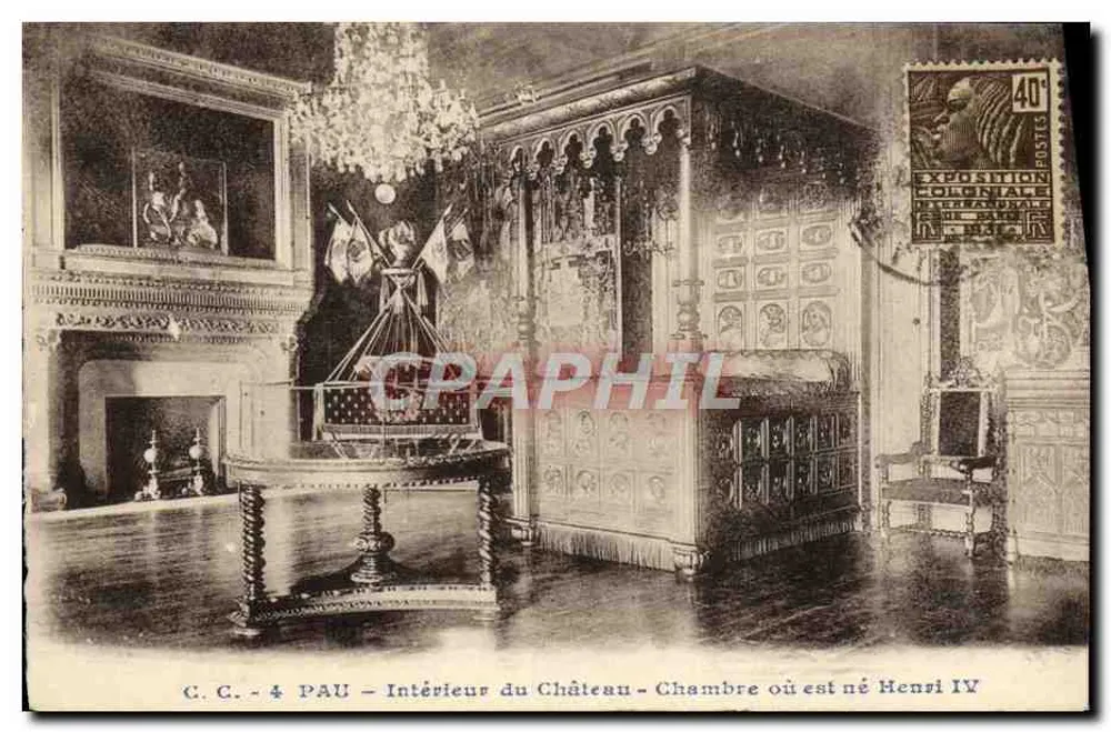 Pau - Innenraum des Schlosses - Zimmer, in dem Heinrich IV geboren wurde — C.C. - 4 - Vorderseite