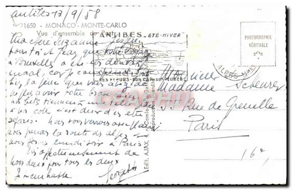 Mônaco - Monte-Carlo — Vista geral do porto — Edit. AUX. 1650 - Verso