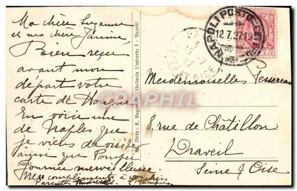 NAPOLI - Castel dell'Ovo (Epoca 1154) — éditeur E. Ragovit, n° 248641 - Verso