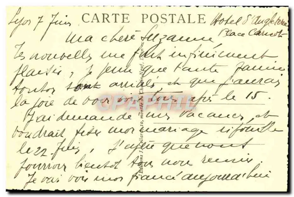 O ponte da Boucle — Lyon — editor não identificado, número de série não visível - Verso