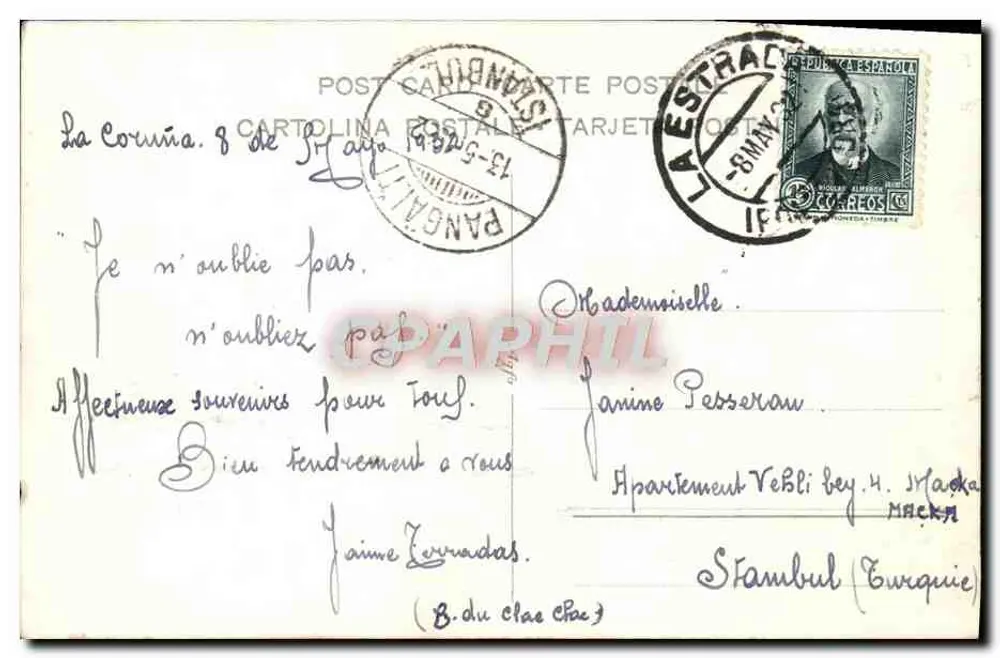 La Coruña — Avenida da Marina e docas — editor não visível - Verso