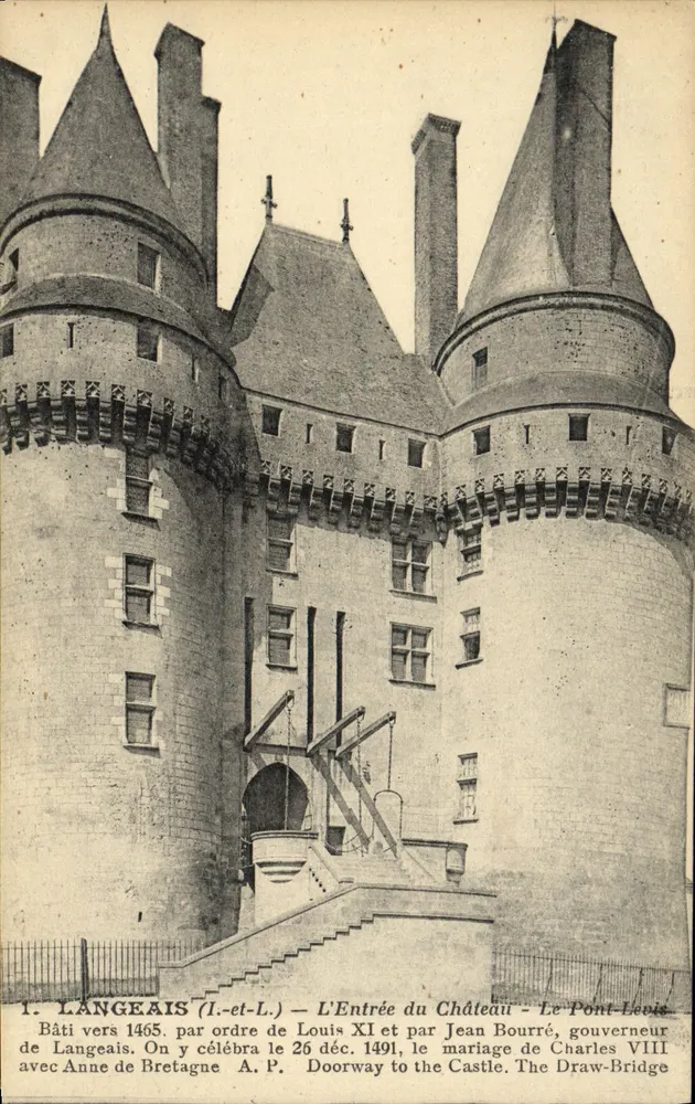 Langeais (Indre-et-Loire) — A entrada do castelo — O Pont-Lévis — A. Papuglin, Paris-Tours - Frente