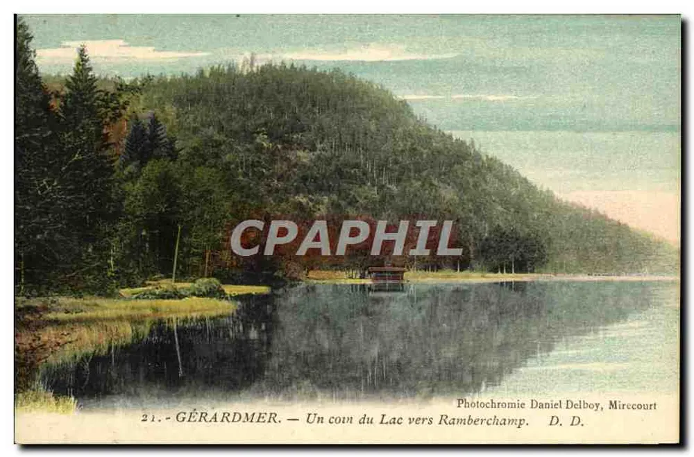 Gérardmer — Um canto do Lago em direção a Ramberchamp — Photochromie Daniel Delboy, Mirecourt - Frente