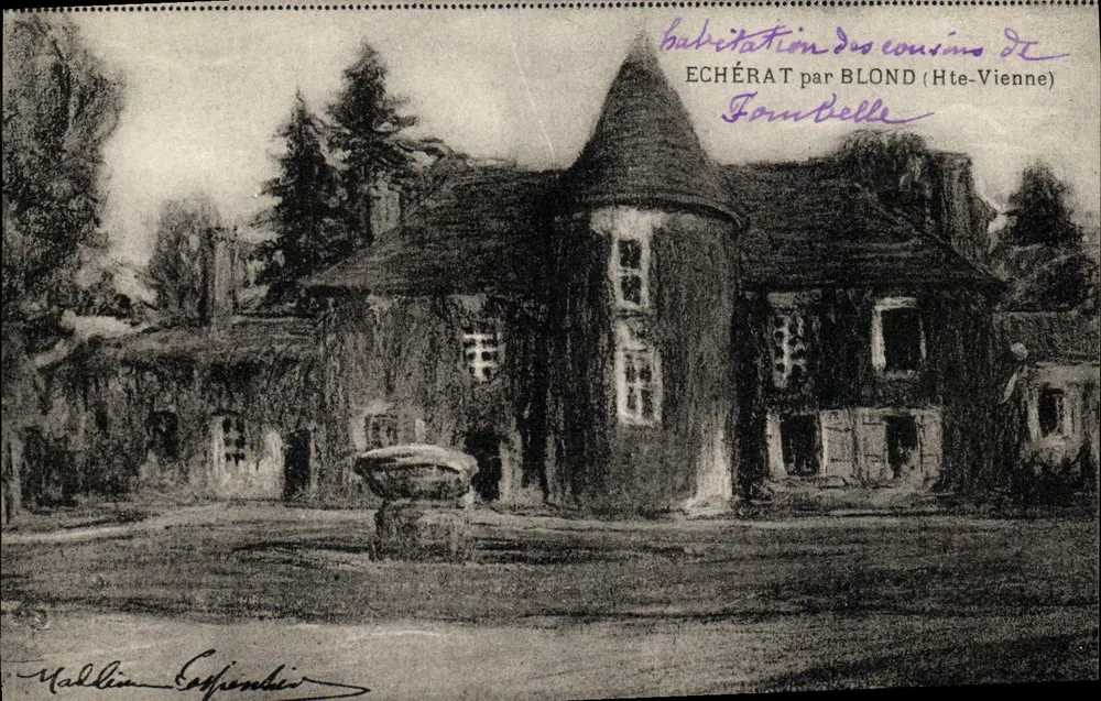 Castelo de Echérat — Hte-Vienne — desenho de Mallin Casjenski - Frente