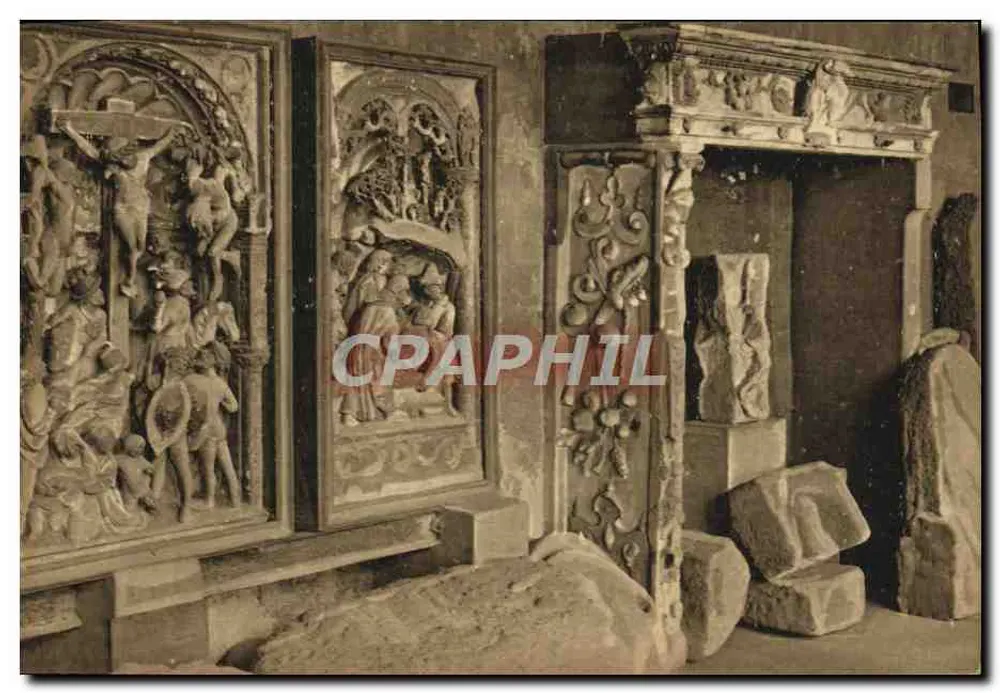 Colmar - Musée Unterlinden - Renaissance-Kamin, 17. Jahrhundert (Riquewihr) - Steinskulpturen, 16. Jahrhundert - Vorderseite