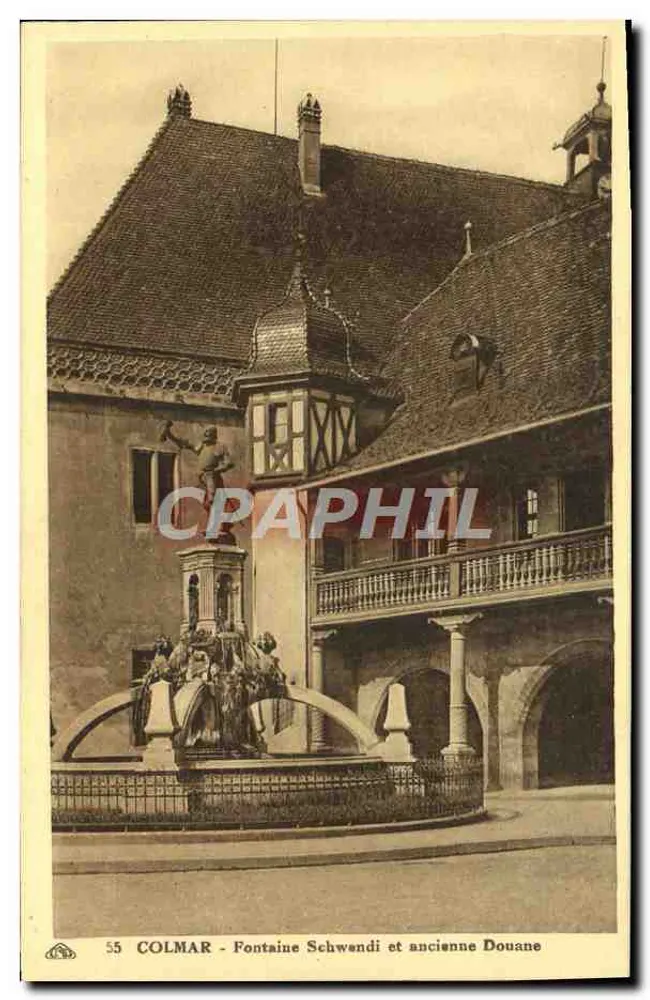 Colmar - Fontaine Schwendi und altes Zollhaus — Verlag Châlascienne des Arts Photographiques, Straßburg, n° 55 - Vorderseite