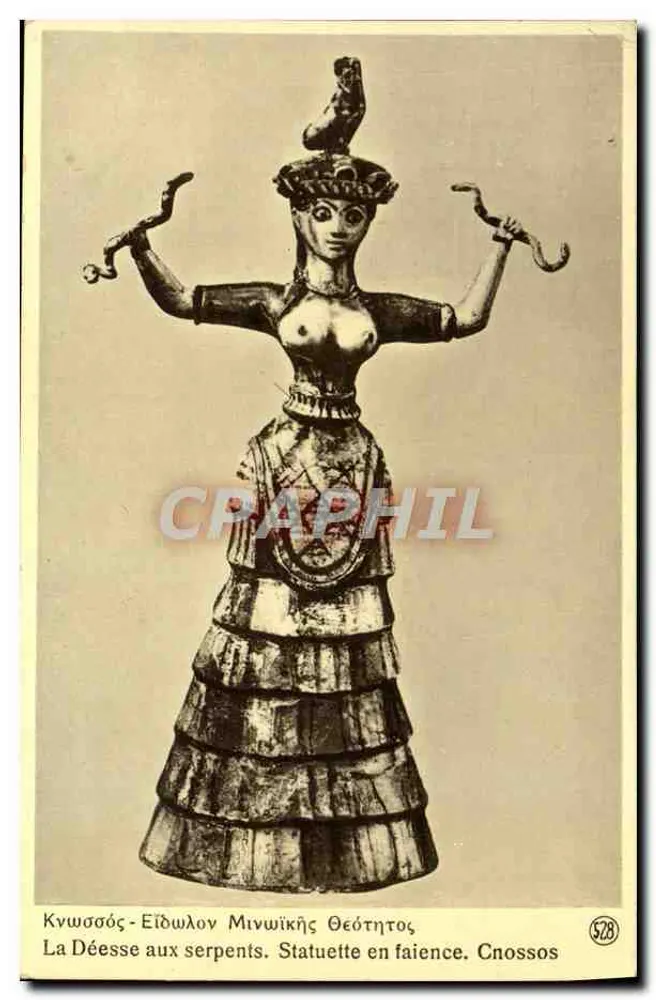 Die Göttin der Schlangen — Tonfigur. Cnossos — N. Althiota, n° 528 - Vorderseite