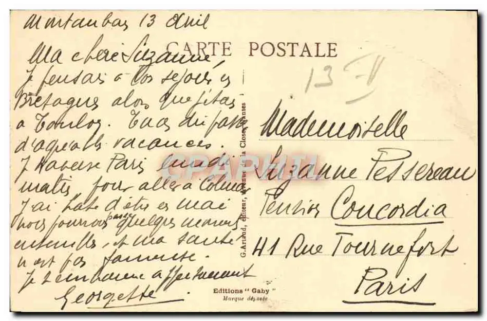 Montauban - Praça Nacional — editor Gaby, n°35 - Verso