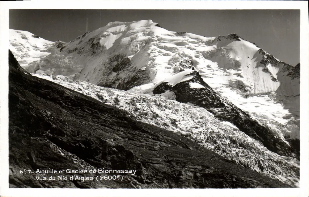 Nadel und Gletscher von Bionnassay — Aus der Sicht des Adlerhorsts (2600 m) — Edition G. Tairraz, Chamonix - Vorderseite