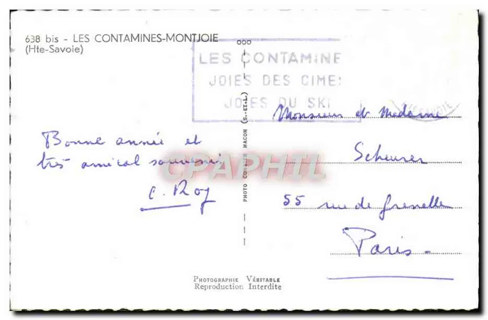 Les Contamines-Montjoie — Alegrias das Cimas do Esqui — editor C. Rog - Verso