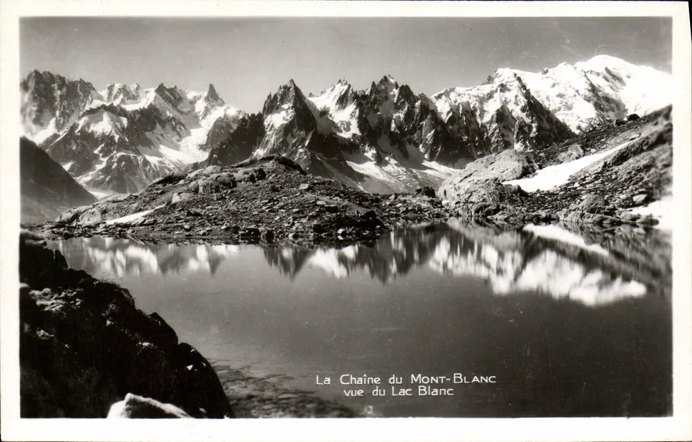 Die Mont-Blanc-Kette — Ansicht vom Lac Blanc — Cl. G. Taurraz — Chamonix - Vorderseite