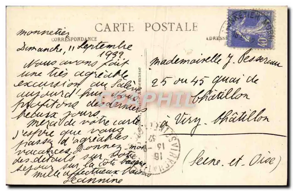 Monnetier (Haute-Savoie) — Die Alpen vom Bellevue Hotel aus — unbekannter Verlag, Seriennummer 1701 - Rückseite