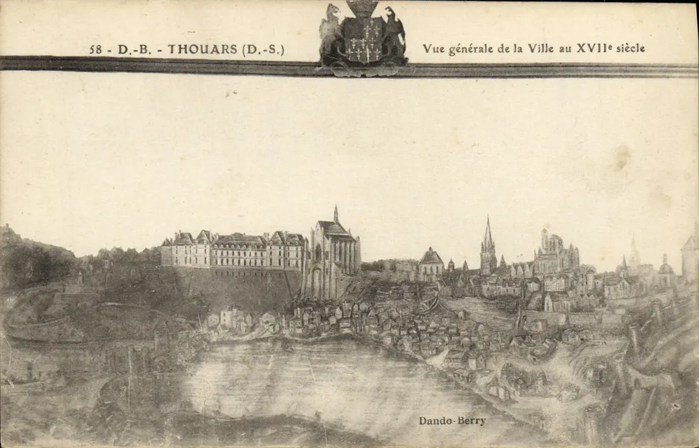 Thouars (D.S.) — Allgemeiner Blick auf die Stadt im 17. Jahrhundert — Dando-Berry, n° 58 - Vorderseite