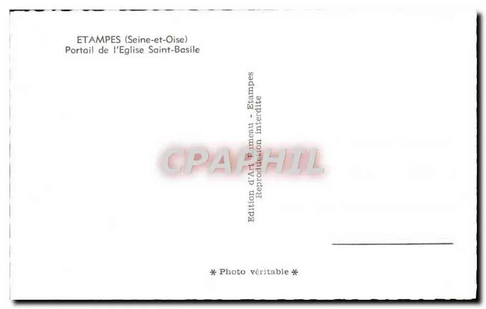 Etampes. Portal da Igreja de São Basílio — Edição de Arte Etampes - Verso