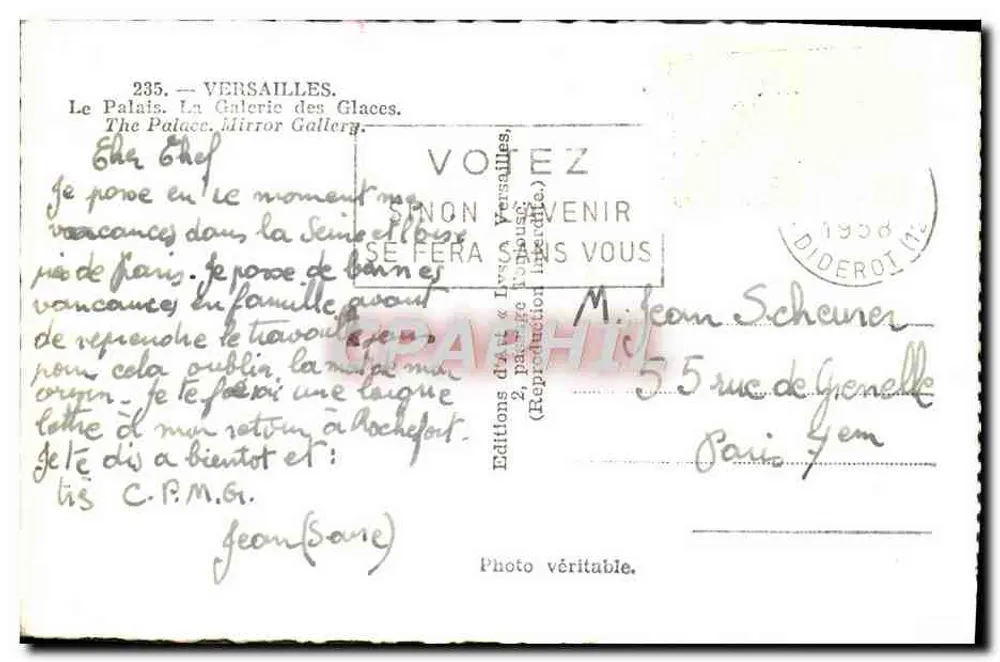 Versailles — Die Galerie der Spiegel — Éditions d'Art Versailles, n°235 - Rückseite