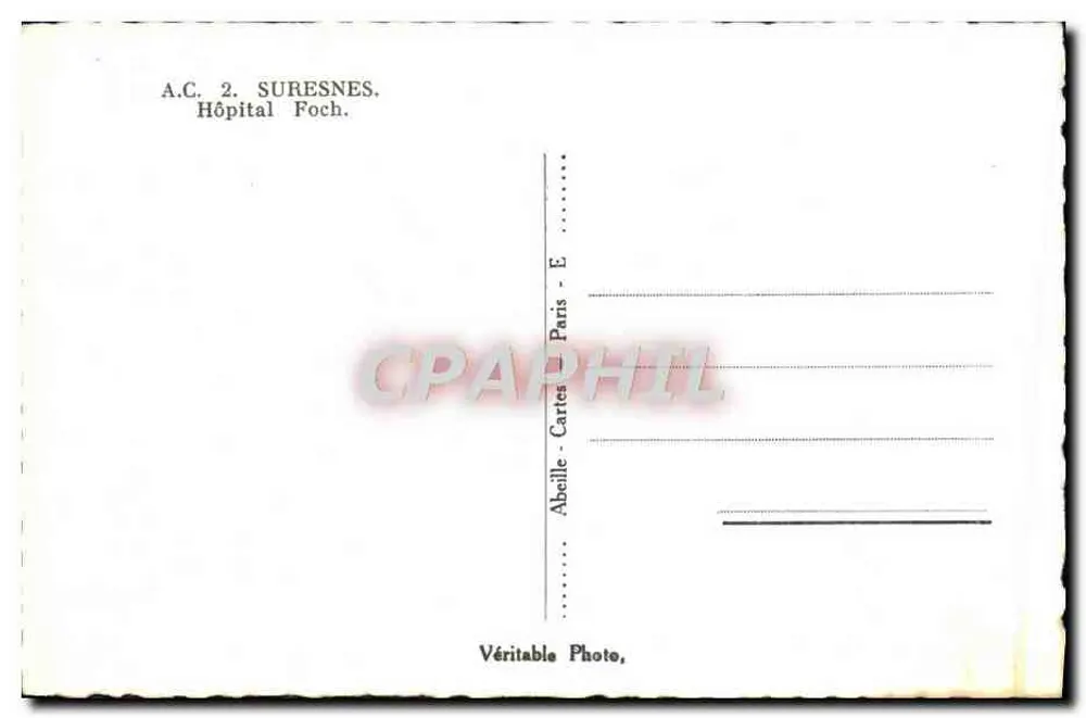 Hospital Foch — Suresnes — Foto Verdadeira, Paris - Verso