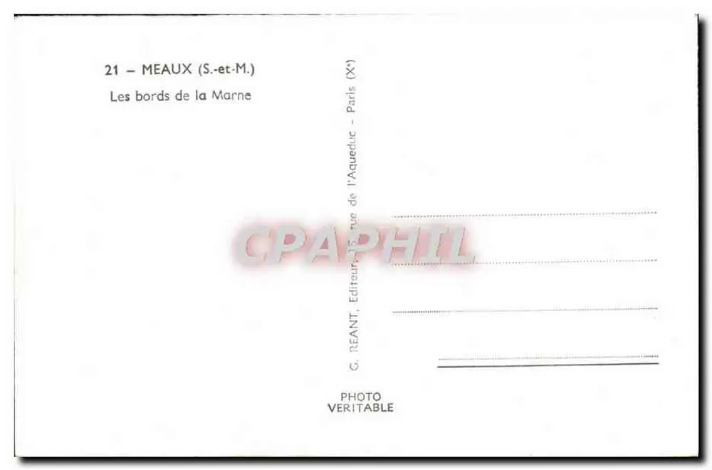 As margens da Marne — Meaux (S.-et-M.) — G. Reant - Verso