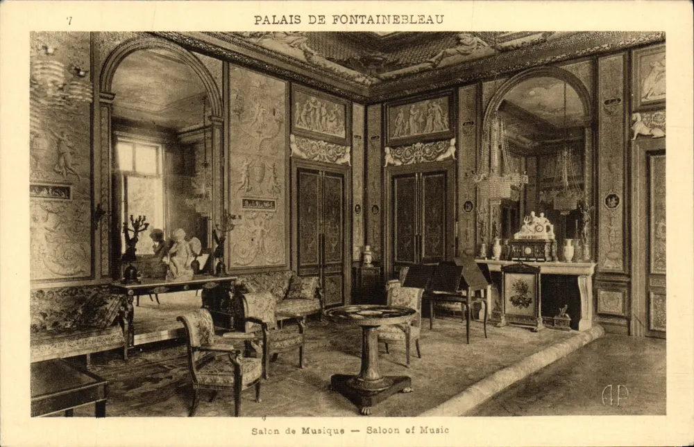 Schloss Fontainebleau — Musikzimmer — Verlag E. Papeghin, Paris - Vorderseite