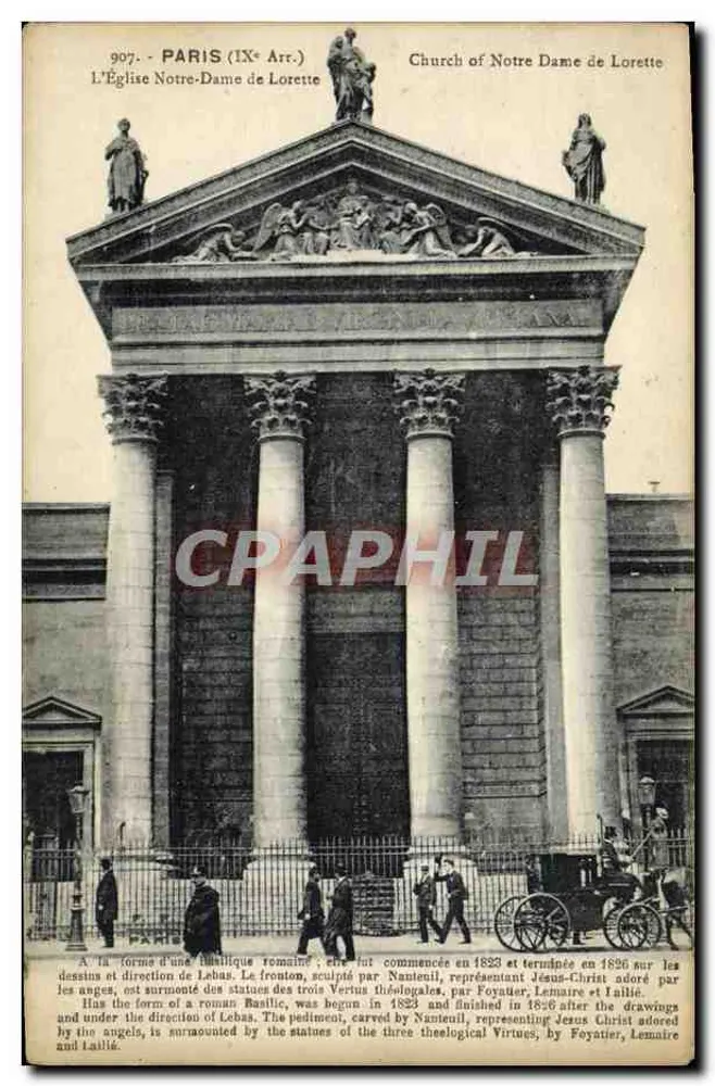Paris (IXe Arr.) — A Igreja de Nossa Senhora de Loreto — editor não identificado, n° 907 - Frente