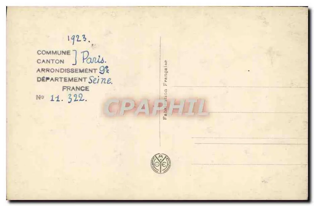 Paris — Igreja da Trindade — A.N. Frantz - Verso