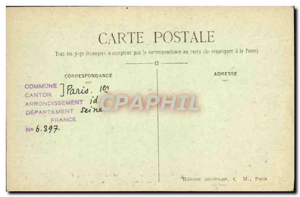 PARIS (1. Arrondissement) — Gärten des Palais Royal — Allgemeiner Blick — C. M. — Nr. 69 - Rückseite