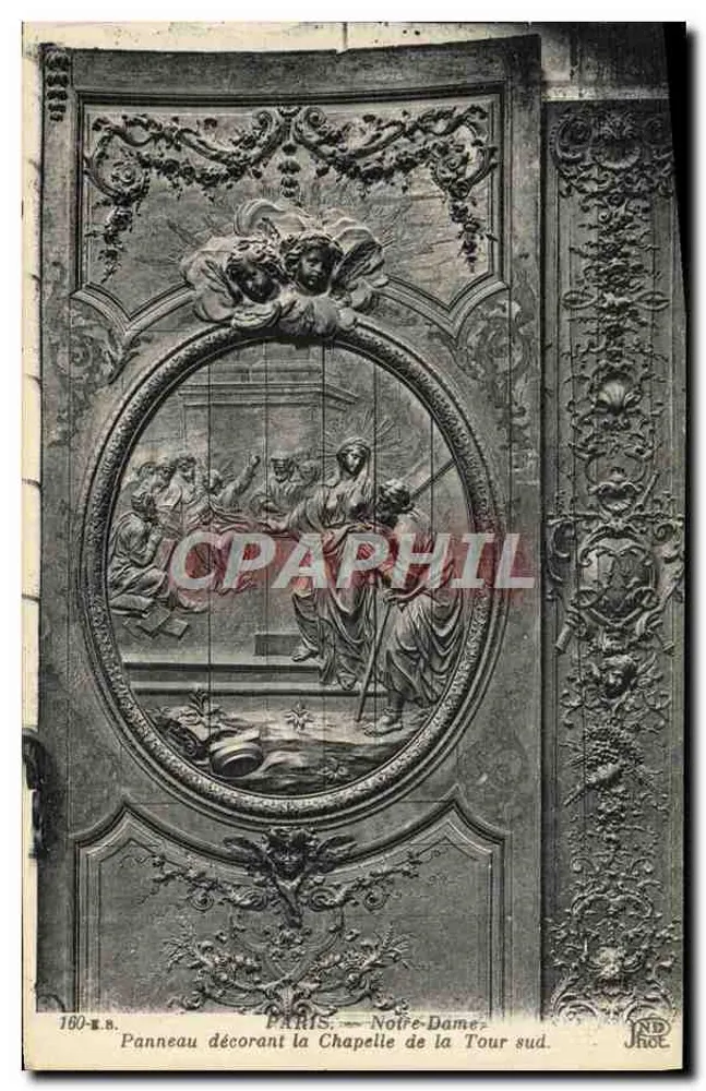 Paris — Notre-Dame — Panel, das die Kapelle der Süderturm schmückt - Vorderseite