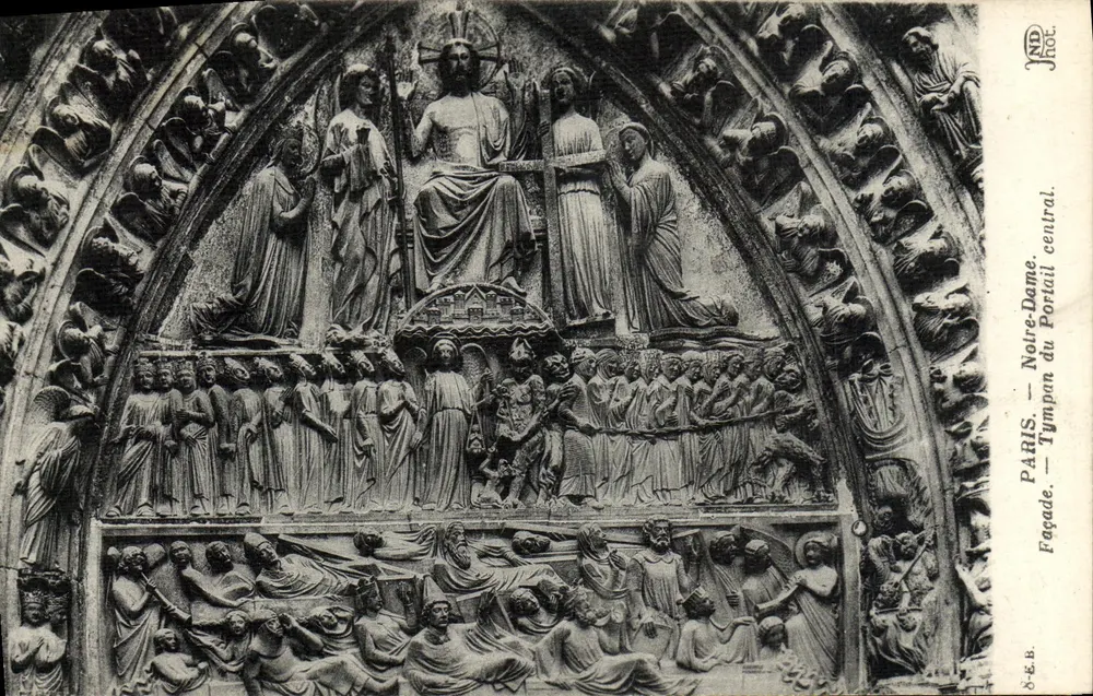 Paris — Fassade. Zentrales Portal. Notre-Dame — Verleger J. Het, Nr. 7-732 - Vorderseite