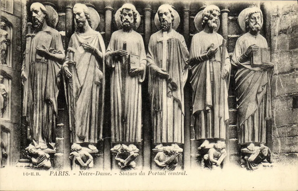 Estátuas do Portal Central — Notre-Dame — Paris — Edição E. Baux - Frente
