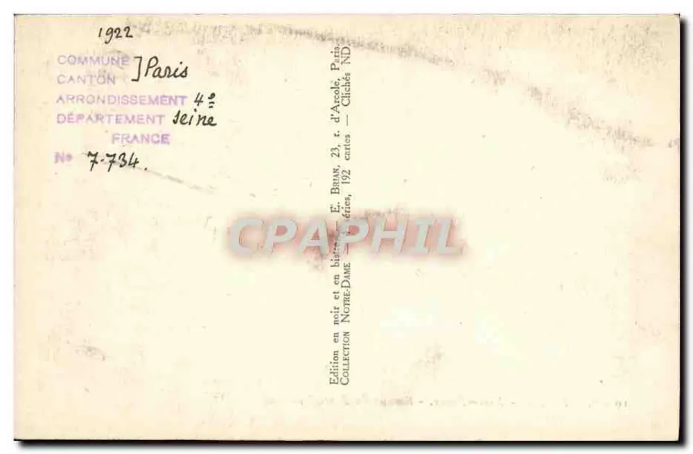Estátuas do Portal Central — Notre-Dame — Paris — Edição E. Baux - Verso