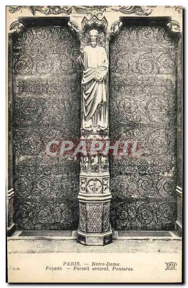 PARIS — Notre-Dame. Fachada — Portal central, Pentures. - Frente