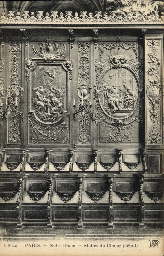 Paris — Notre-Dame — Stalles do Coro (detalhe) - Frente