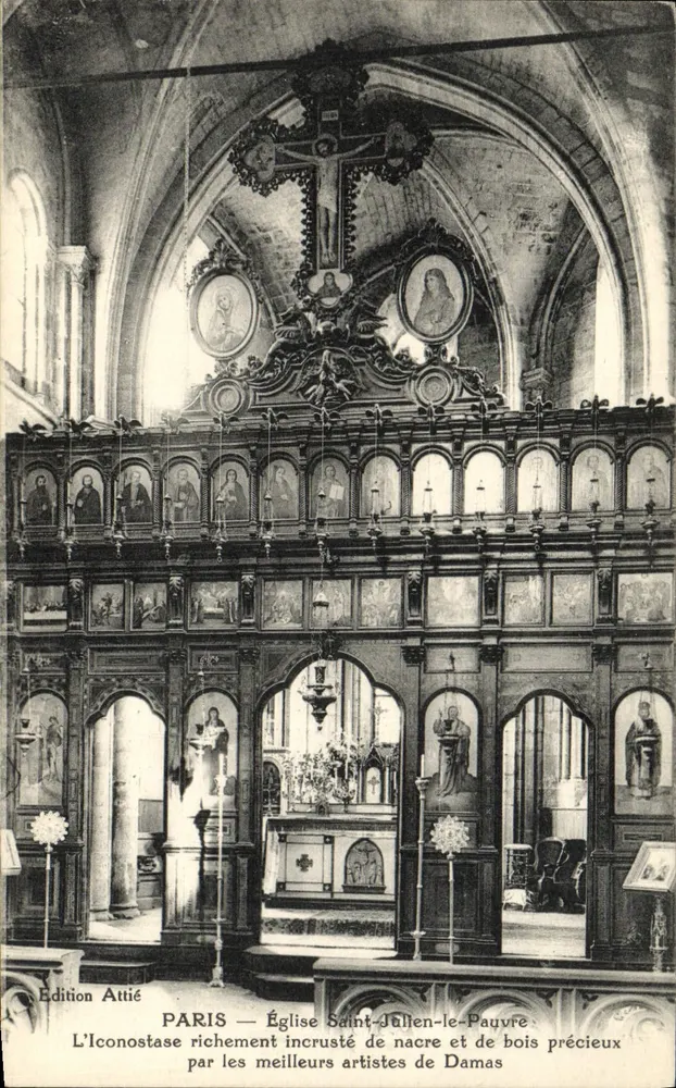 Kirche Saint-Julien-le-Pauvre — Die reich verzierte Ikonostase aus Perlmutt und edlem Holz von den besten Künstlern aus Damaskus — Édition Attié - Vorderseite