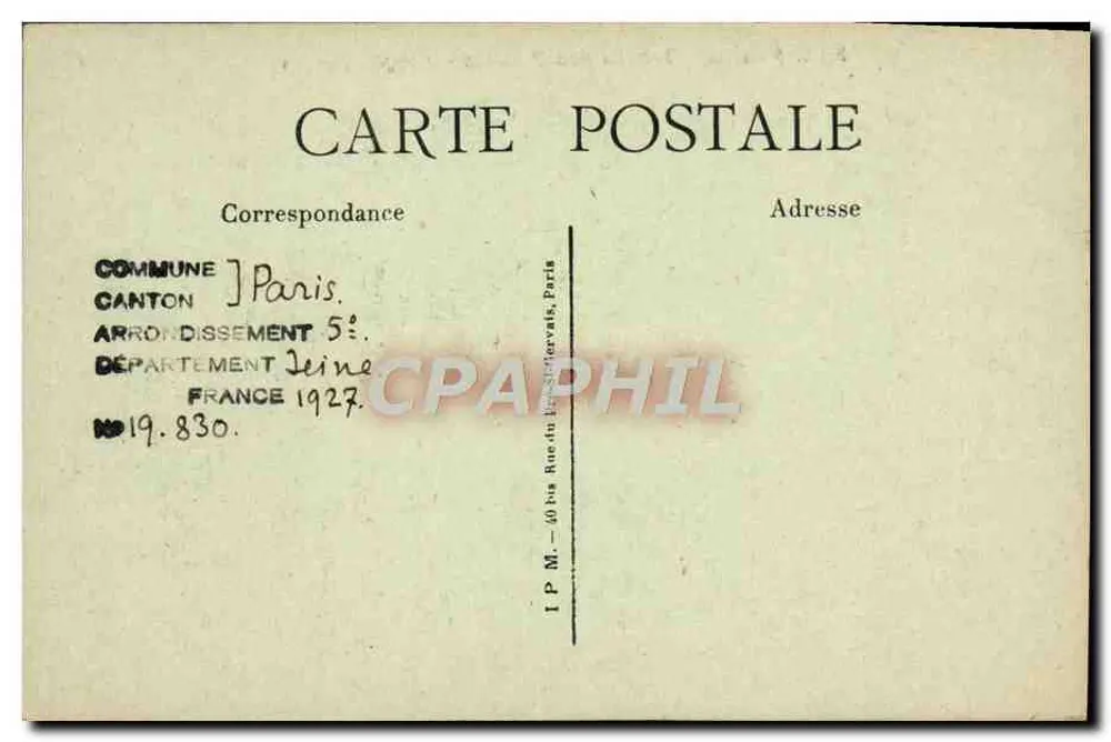 Paris - Jardin des Plantes - Amphithéâtre — anonymer Verlag, Seriennummer 361 - Rückseite