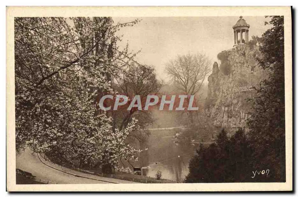 Parc des Buttes Chaumont — Vista do lago e do templo sobre rocha — Edição d'Art Yvon, Série 3, N° 62 - Frente