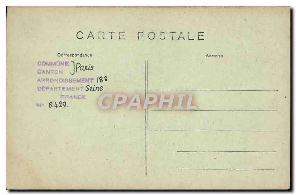 Paris - Alt-Montmartre — Rue Marcadet im Jahr 1860 — J. II. — n° 045 - Rückseite