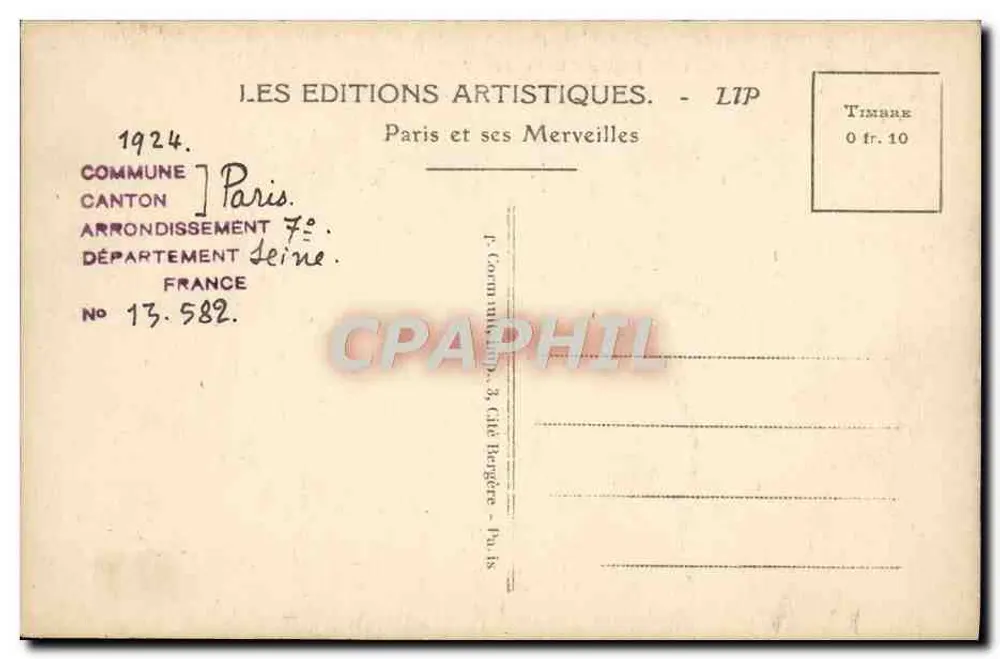 Paris — Das Palais de la Légion d'Honneur — LIP 373 - Rückseite