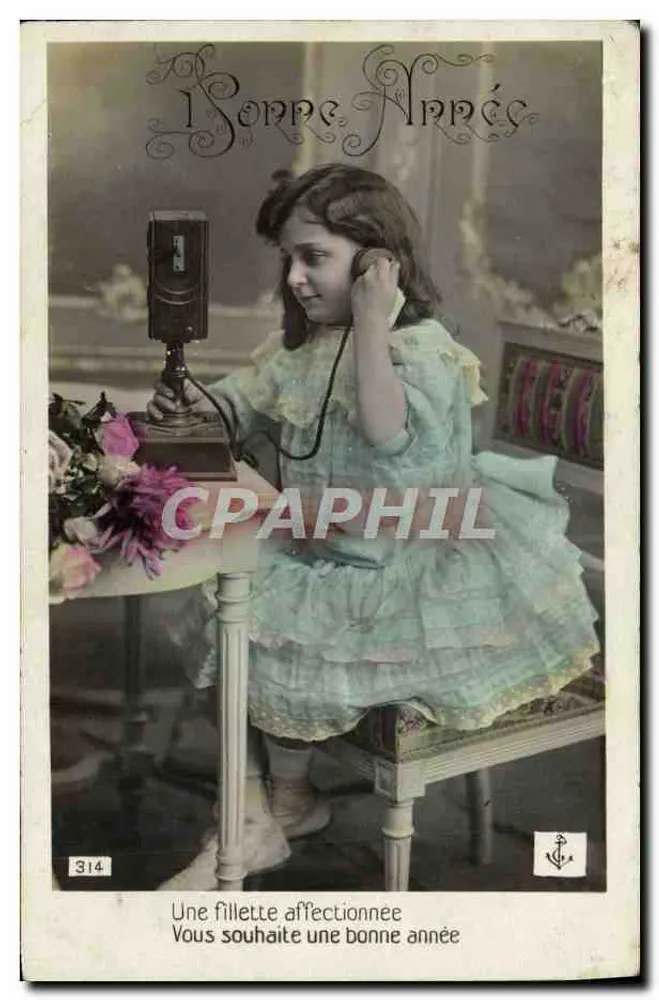 Niña afectuosa — con teléfono — Bonne Apprécie, n°314 - Anverso