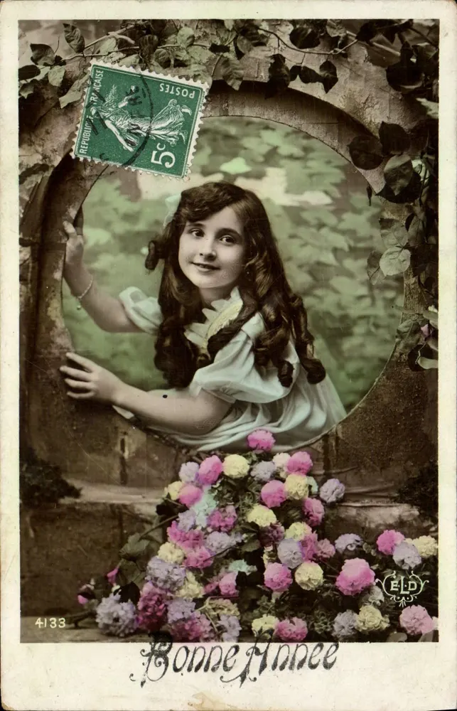 Menina em um quadro vegetal — 'Bom Ano' — ELD, n° 4133 - Frente