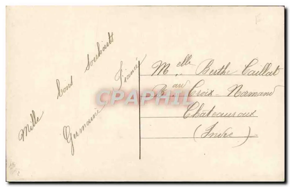 Junge Frau mit Blumenstrauß — Hintergrund mit Mühle — Verlag Riat, Nr. 7322 - Rückseite