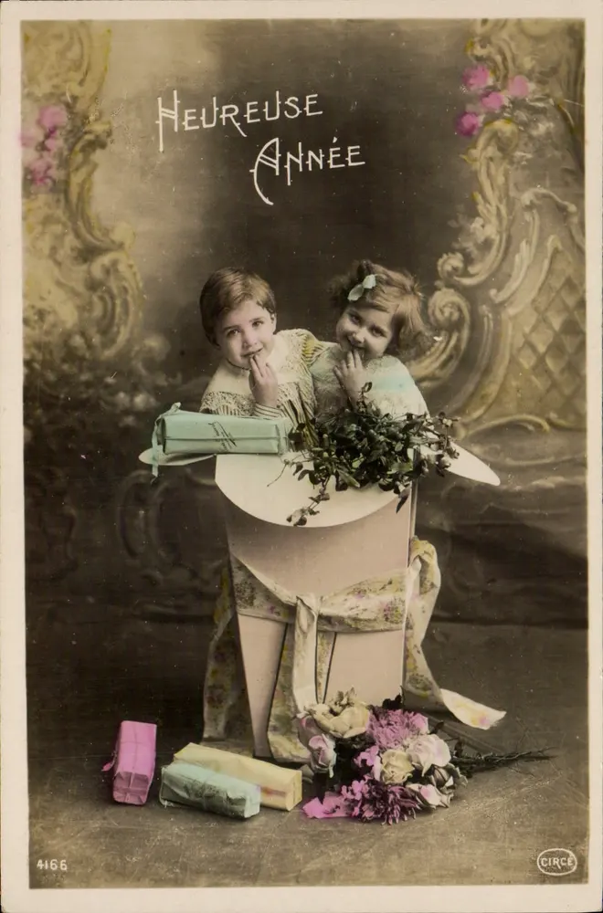 Dois crianças — 'Ano Feliz' — Circe, n°4166 - Frente