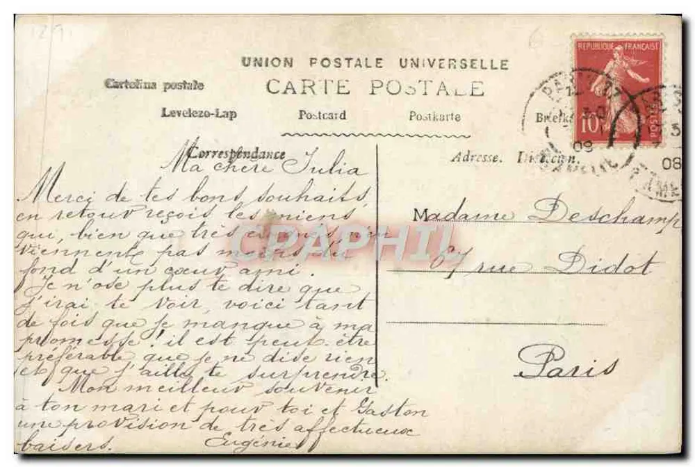Kind in einem großen Klavier — Neujahrswünsche — Verlag Geddy, Paris, Nr. 344 - Rückseite