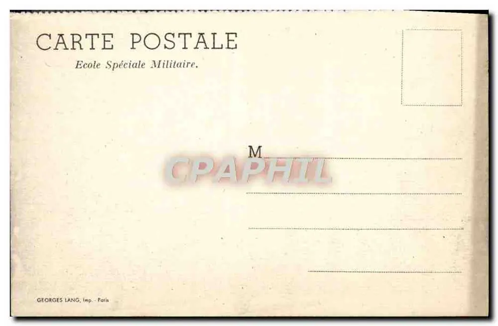 Marcha de soldados no Arco do Triunfo — Escola Especial Militar — Georges Lang, Paris - Verso