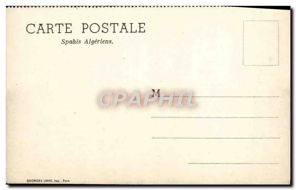 Spahis Argelinos — Georges Lang, Paris - Verso