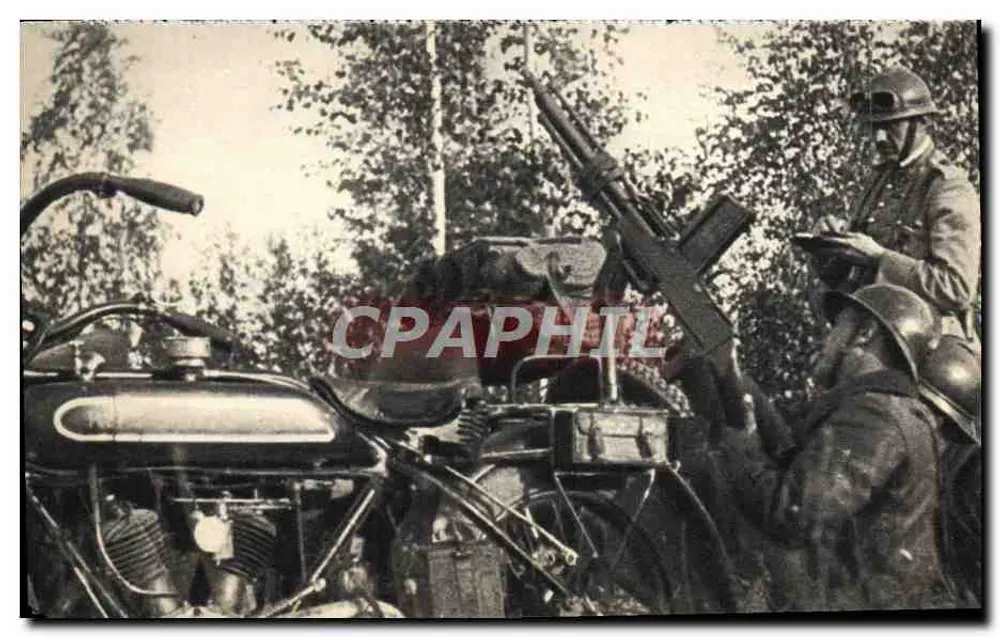 Deutsche Soldaten mit Flak-Maschine — auf Motorrad — Verleger GEORGES LANG, Paris - Vorderseite