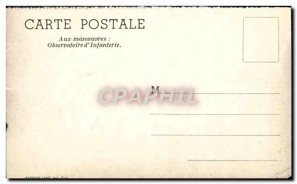 Infanteriebeobachtungsposten — Während der Manöver — Georges Lang, Point - Rückseite
