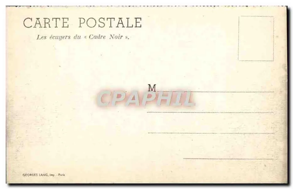 Die Reiter des « Cadre Noir » — Georges Lang, Paris - Rückseite