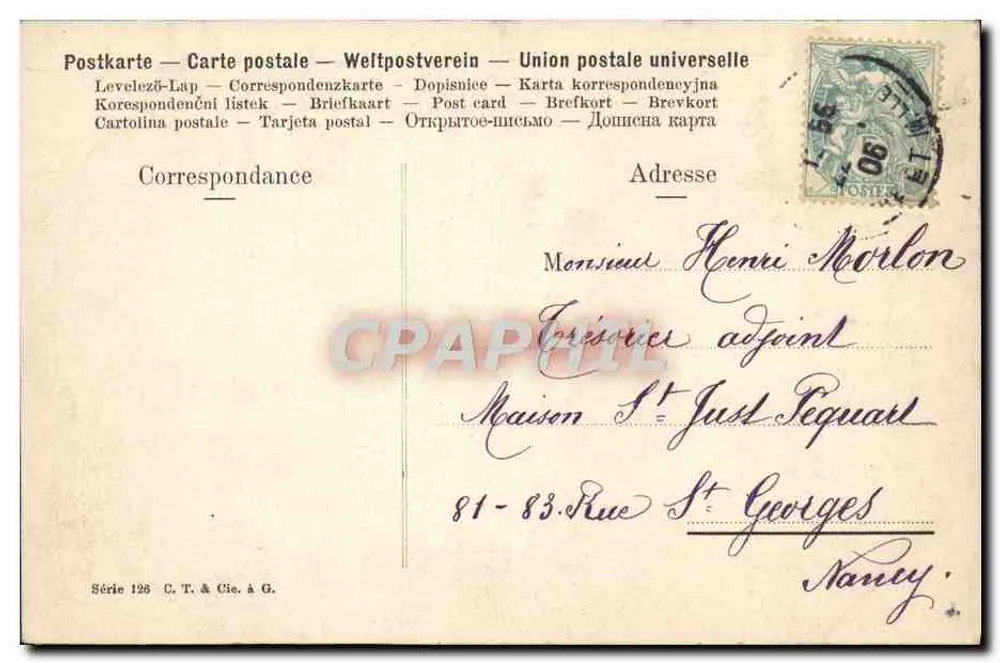 Verhüllte junge Frau — unter Sträuchern — C.T. & Cie. Serie 126 - Rückseite