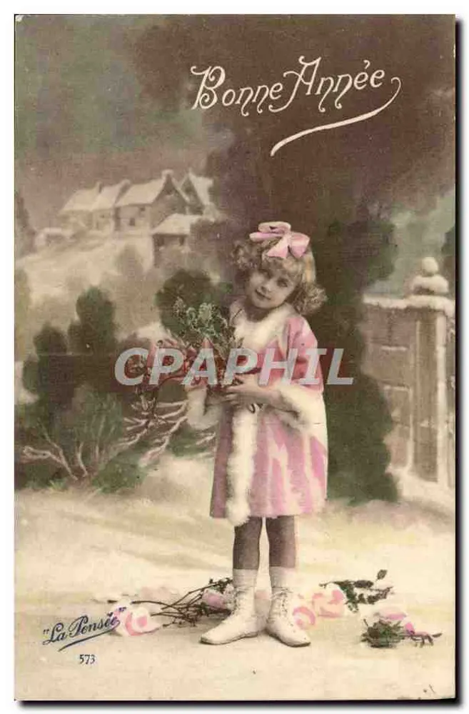 Menina em vestido rosa — Boa Ano — La Pensée 573 - Frente